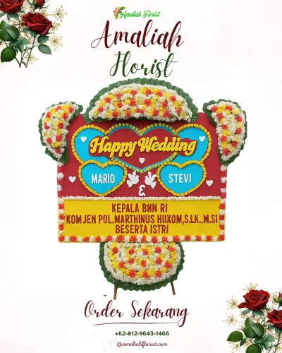 Karangan Papan Bunga Pernikahan di Kutoanyar